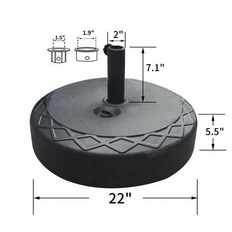 Ainfox Heavy Duty Umbrella Round Base Stand with Steel Umbrella Holder, Water or Sand Fillable for Outdoor, Patio, Market, Lawn, Garden