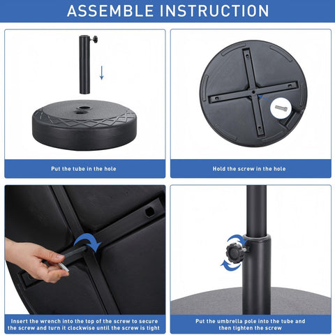 Ainfox Heavy Duty Umbrella Round Base Stand with Steel Umbrella Holder, Water or Sand Fillable for Outdoor, Patio, Market, Lawn, Garden