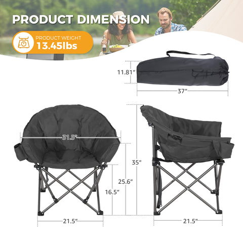 Ainfox Oversized Camping Chair Folding Chair Camp Chair for Outdoor, Adults, Men and Women