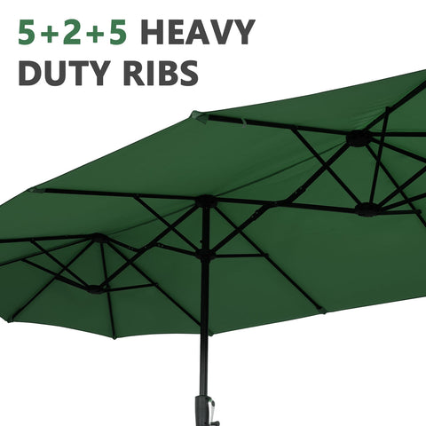 Ainfox 13ft Large Patio Umbrella, Outdoor Double-Sided Rectangle Market Heavy Duty Umbrellas without Base, Green