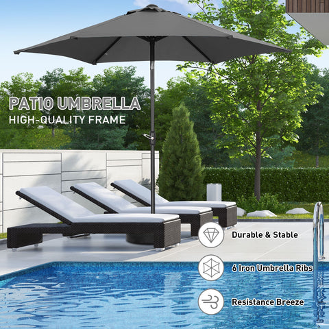 Ainfox 9ft Lake Blue Patio Umbrella with Push Button Tilt and Crank, UV and Waterproof Canopy