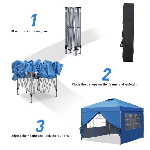 Ainfox 10 x 10 ft Pop up Canopy Tent with Sidewalls,Instant Outdoor Canopies,Shade Tents with Carrying Bag