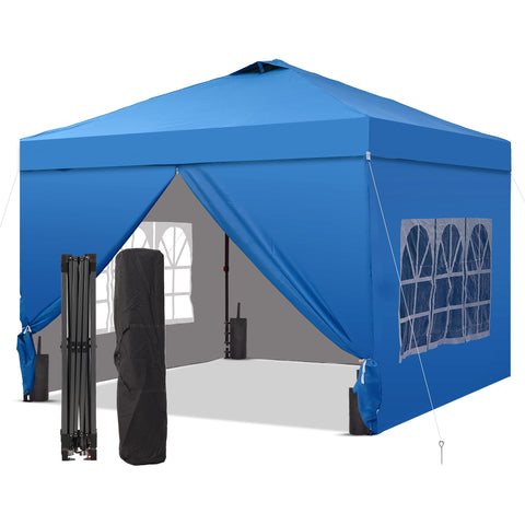 Ainfox 10x10 Pop up Canopy Tent with One Push Setup and Sidewalls,Instant Outdoor Shade Gazebos with Weighted Sandbags