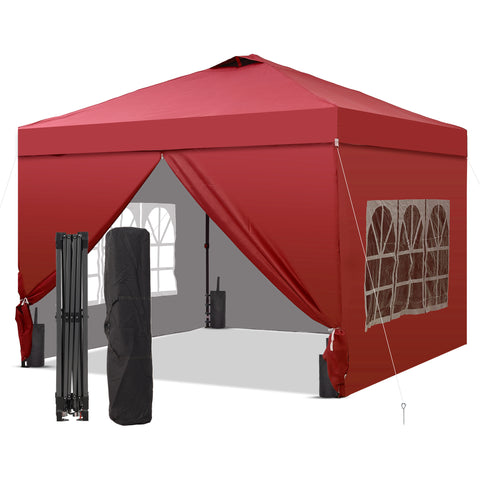 12x12 pop up tent Ainfox 12x12 Pop up Canopy Tent with One Push Setup and Sidewalls,Instant Outdoor Shade Gazebos with Weighted Sandbags Red