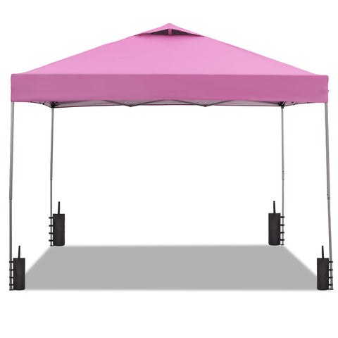 Ainfox 12'x12'Pop Up Canopy Tent Center Lock Windproof UV Shelter Wheeled Bag for Outdoor Events Parties Camping,Pink