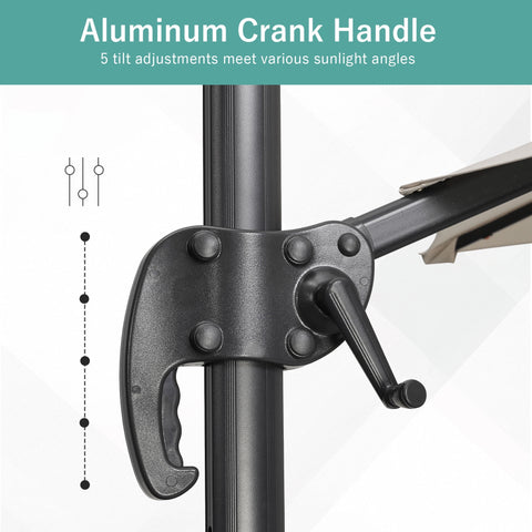 Ainfox 10ft Double Top Heavy-Duty Patio Cantilever Umbrella with lights and Cross Base, Outdoor Large Offset Hanging Aluminum Rotation Sun Shade Solar Umbrella with 360°Rotation Adjustable, Beige