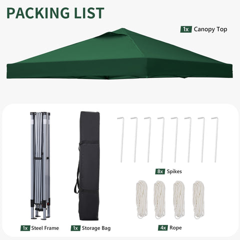 Ainfox 10 x 10 ft Pop up Canopy Tent,Instant Outdoor Canopies,Shade Tents with Carrying Bag,Green