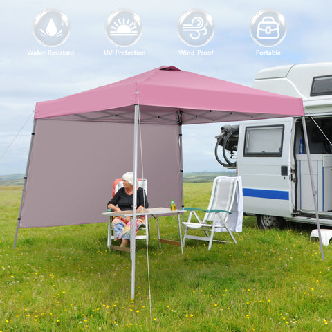 Ainfox 10X10 Pop Up Canopy, Slant Legs Instant Outdoor Canopy Tent with 1 Sidewall, Portable Patio Garden Deck Gazebo Shelter - 10x10 Base 8x8 Top
