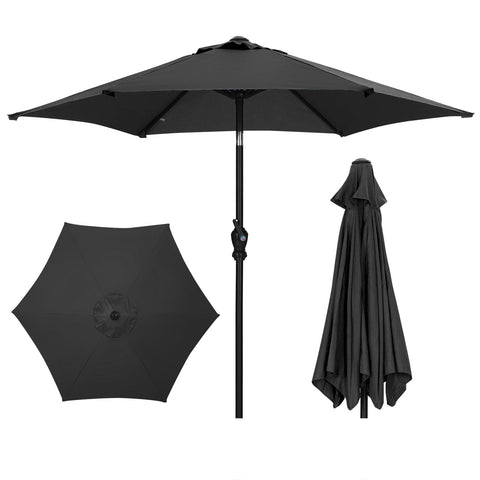 Ainfox 7.5FT Patio Umbrella Outdoor Table Umbrella,Market Umbrella with Push Button Tilt and Crank for Garden, Lawn, Deck, Backyard & Pool