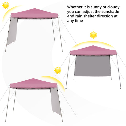 Ainfox 10X10 Pop Up Canopy, Slant Legs Instant Outdoor Canopy Tent with 1 Sidewall, Portable Patio Garden Deck Gazebo Shelter - 10x10 Base 8x8 Top