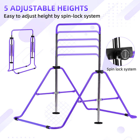 Ainfox Gymnastics Bar with Optional Mat, Foldable Gymnastics Horizontal Bar Adjustable Height, Gymnastic Training Bar