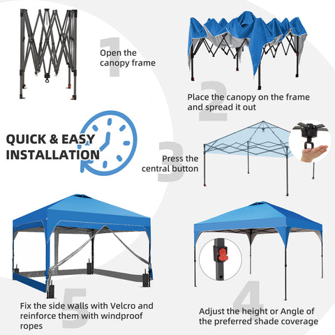 Ainfox 12ft x12ft Pop Up Canopy With 4 transparent sidewalls Outside Canopy with Wheeled Carry Bag, Bonus 8 Stakes and 4 Ropes
