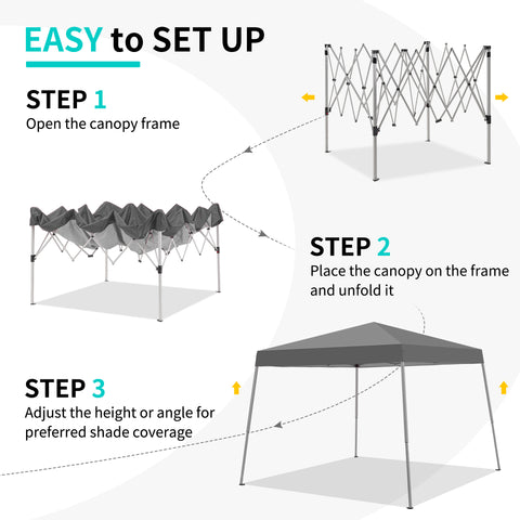 Ainfox 10x10 Pop Up Canopy Tent, Easy Set up Outdoor Silver Coated Beach Gazebos for Pool, Events, Parties, and Camping