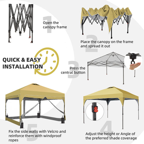 Ainfox 12ft x12ft Pop Up Canopy With 4 transparent sidewalls Outside Canopy with Wheeled Carry Bag, Bonus 8 Stakes and 4 Ropes