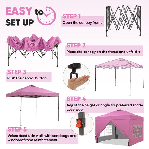 Ainfox 12x12 Pop up Canopy Tent with One Push Setup and Sidewalls,Instant Outdoor Shade Gazebos with Weighted Sandbags
