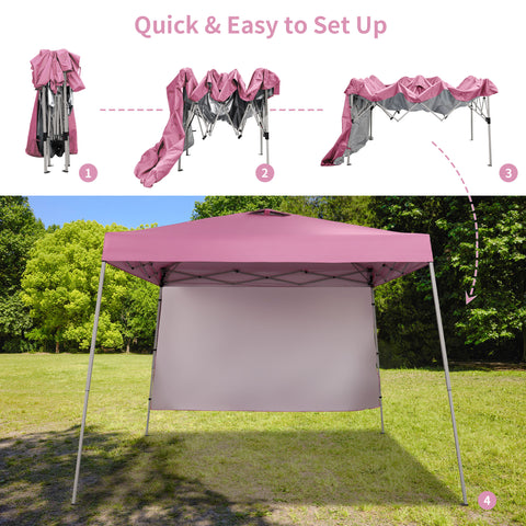 Ainfox 10X10 Pop Up Canopy, Slant Legs Instant Outdoor Canopy Tent with 1 Sidewall, Portable Patio Garden Deck Gazebo Shelter - 10x10 Base 8x8 Top
