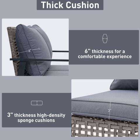 Ainfox Outdoor Patio Furniture Rocking Loveseat, Wicker Rattan Sofa