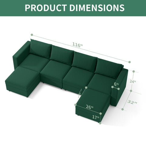 Ainfox Modular Sectional Couches for Living Room,  Convertible Sleeper Sofa Bed with Storage