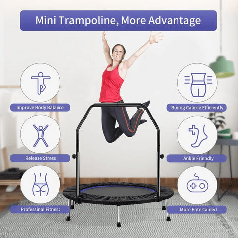 Ainfox Mini Trampoline with Adjustable Handle Bar, Fitness Rebounder, 330 lbs Load Capacity, 40 Inch