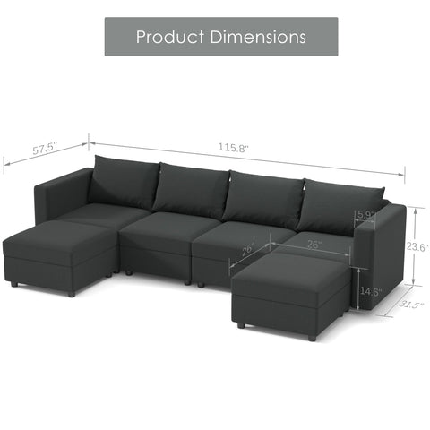 Ainfox Modular Sectional Couches for Living Room,  Convertible Sleeper Sofa Bed with Storage