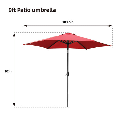 Ainfox 9ft Lake Blue Patio Umbrella with Push Button Tilt and Crank, UV and Waterproof Canopy