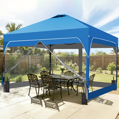 Ainfox 10ft x 10ft Pop Up Canopy Beach Tent with 4 Removable Clear PVC Sidewalls for Events, Parties, Camping