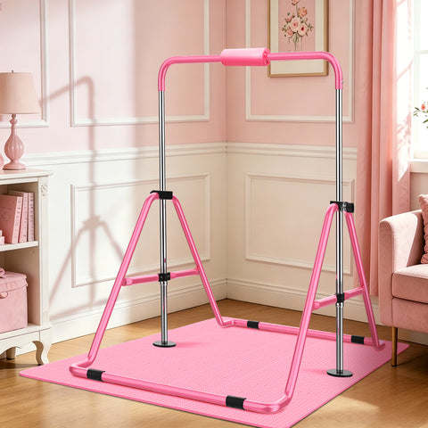 Ainfox Gymnastics Bar with Mat, Foldable Gymnastics Horizontal Bar Adjustable Height, Gymnastic Training Bar