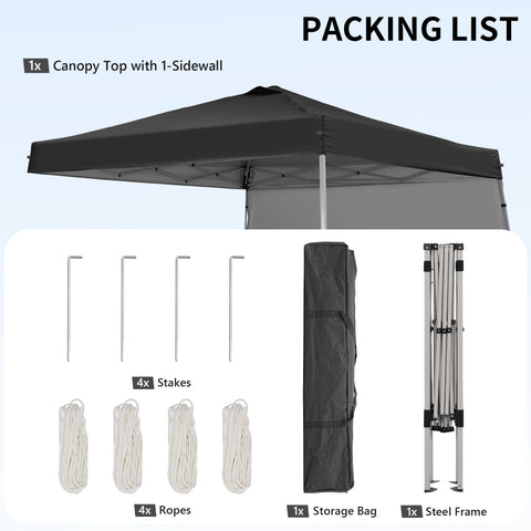 Ainfox 10X10 Pop Up Canopy, Slant Legs Instant Outdoor Canopy Tent with 1 Sidewall, Portable Patio Garden Deck Gazebo Shelter - 10x10 Base 8x8 Top