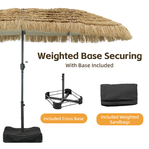 Ainfox Thatched Tiki Patio Umbrella, Outdoor Market Umbrella for Garden, Deck, Backyard, Pool, Beach