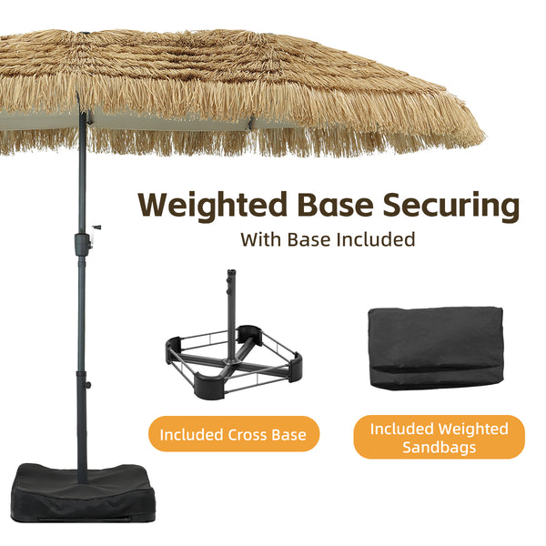 Ainfox Thatched Tiki Patio Umbrella, Outdoor Market Umbrella 7.5FT/9FT/13FT/15FT for Garden, Deck, Backyard, Pool, Beach