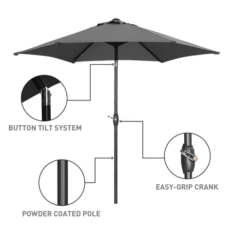 Ainfox 9ft Lake Blue Patio Umbrella with Push Button Tilt and Crank, UV and Waterproof Canopy