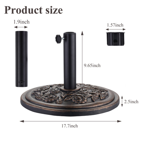 Ainfox Heavy Duty Umbrella Base Round Patio Umbrellas-Stand for Outdoor, Lawn and Garden, Bronze