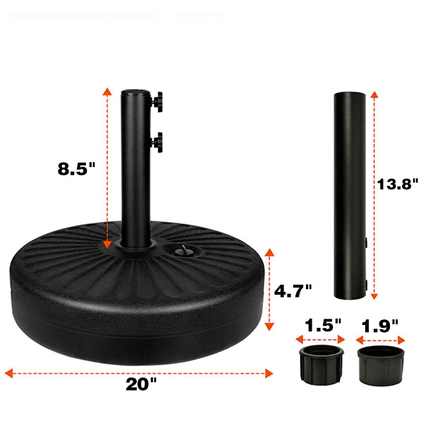 Ainfox 20*4.7 Inches Black Base,HPDE and Steel Base,Umbrella Base with Adjustable Knob