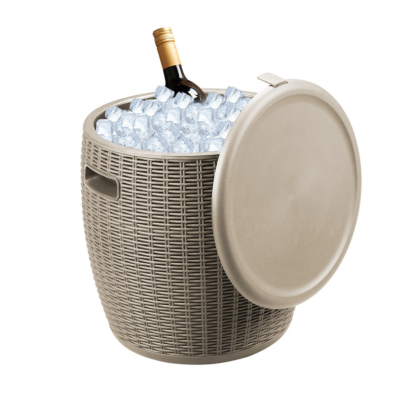 Ainfox 2 Style Portable Cool Bar Table Wicker Ice Bucket For Patio Home Party