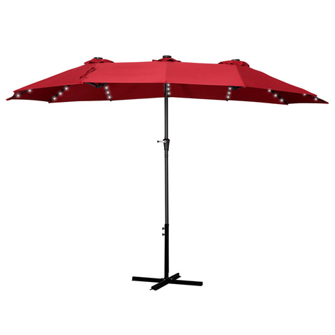 Ainfox 15 x 8.8' Outdoor Double-Sided Market Patio Umbrella Solar Lighted 48 Led Light - Base is not included