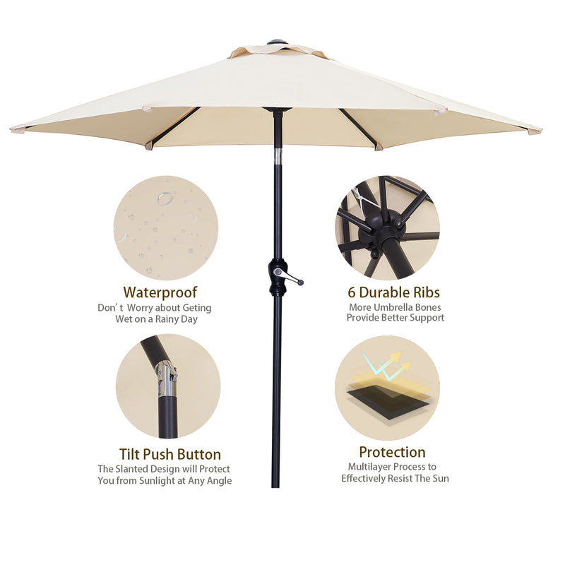 Ainfox 7.5FT Patio Umbrella Outdoor Table Umbrella,Market Umbrella with Push Button Tilt and Crank for Garden, Lawn, Deck, Backyard & Pool