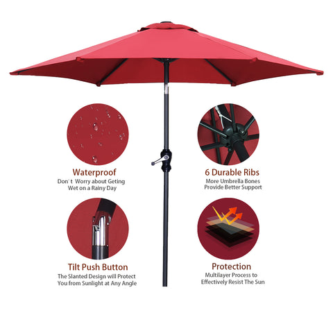 Ainfox 7.5FT Patio Umbrella Outdoor Table Umbrella,Market Umbrella with Push Button Tilt and Crank for Garden, Lawn, Deck, Backyard & Pool