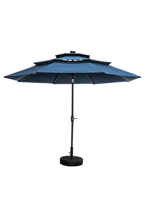 Ainfox 3 Tiers Patio Table Umbrella with Solar Lights Outdoor 10, Tilt and Crank, 8 Sturdy Ribs, Solar Power, With Seven Different Colors