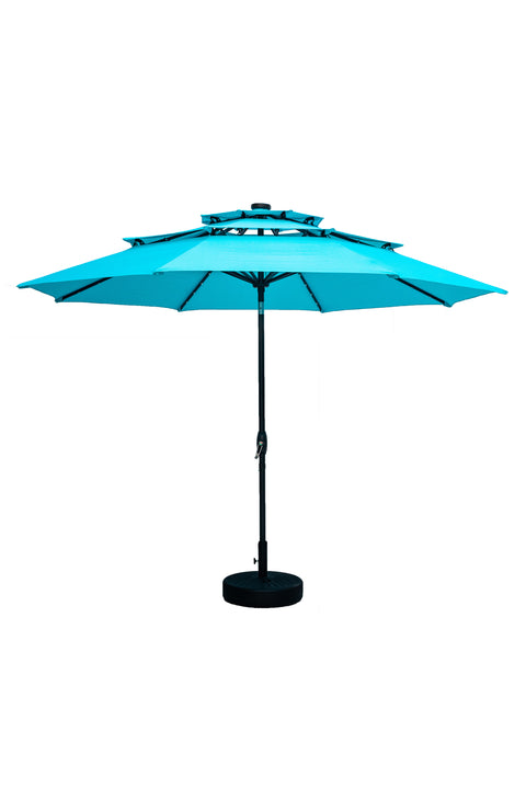 Ainfox 3 Tiers Patio Table Umbrella with Solar Lights Outdoor 10, Tilt and Crank, 8 Sturdy Ribs, Solar Power, With Seven Different Colors