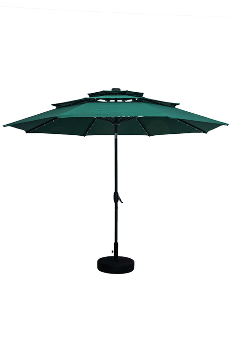 Ainfox 3 Tiers Patio Table Umbrella with Solar Lights Outdoor 10, Tilt and Crank, 8 Sturdy Ribs, Solar Power, With Seven Different Colors