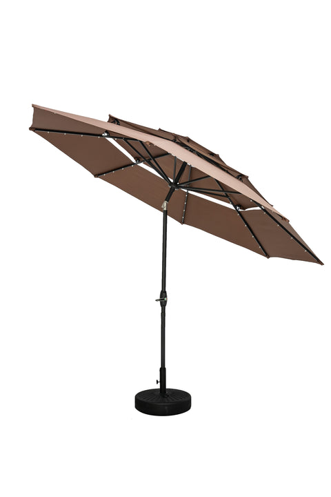 Ainfox 3 Tiers Patio Table Umbrella with Solar Lights Outdoor 10, Tilt and Crank, 8 Sturdy Ribs, Solar Power, With Seven Different Colors