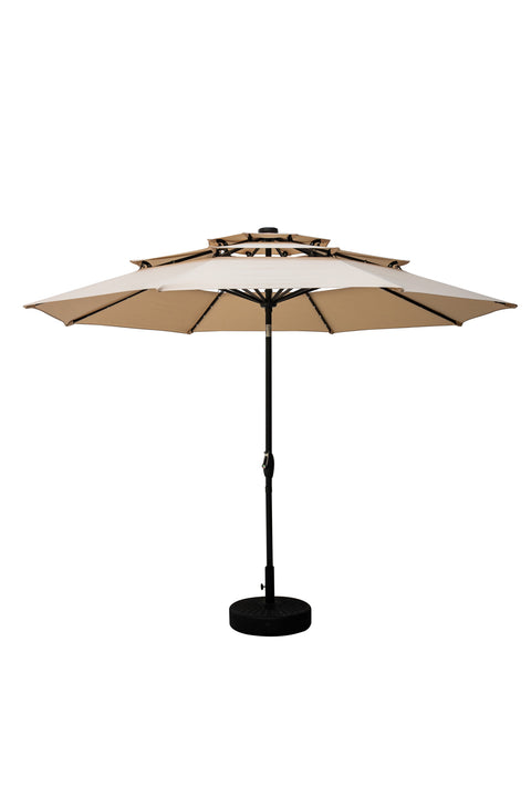 Ainfox 3 Tiers Patio Table Umbrella with Solar Lights Outdoor 10, Tilt and Crank, 8 Sturdy Ribs, Solar Power, With Seven Different Colors