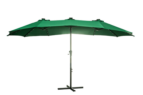 Ainfox 15 x 8.8' Outdoor Double-Sided Market Patio Umbrella Solar Lighted 48 Led Light - Base is not included