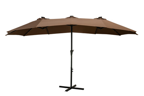 Ainfox 15 x 8.8' Outdoor Double-Sided Market Patio Umbrella Solar Lighted 48 Led Light - Base is not included