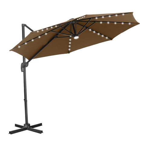 UNIDAZE 10 Ft Patio Offset Cantilever Umbrella 360°Rotation Garden Hanging Umbrella with Cross Base