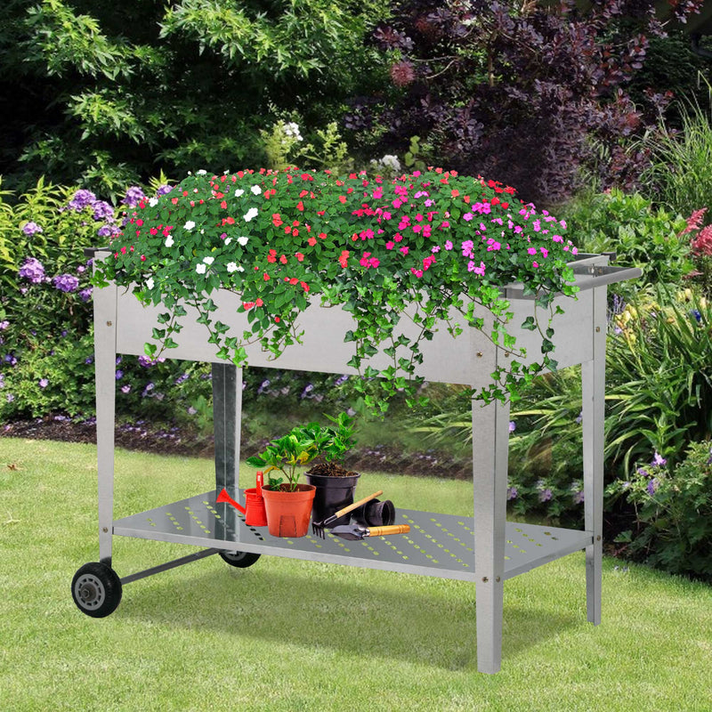 Ainfox Raised Planter Box with Legs Outdoor Elevated Garden Bed On Wheels