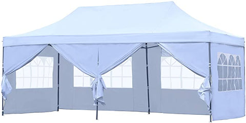 Ainfox 10x20Ft Pop up Canopy Tent, Party Heavy Duty Instant Gazebo with 4 Removable Sidewalls，4 Transparent Windows and 2 Zipper Doors