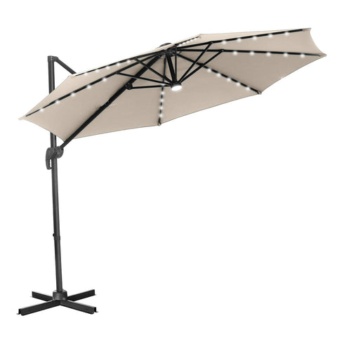 UNIDAZE 10 Ft Patio Offset Cantilever Umbrella 360°Rotation Garden Hanging Umbrella with Cross Base