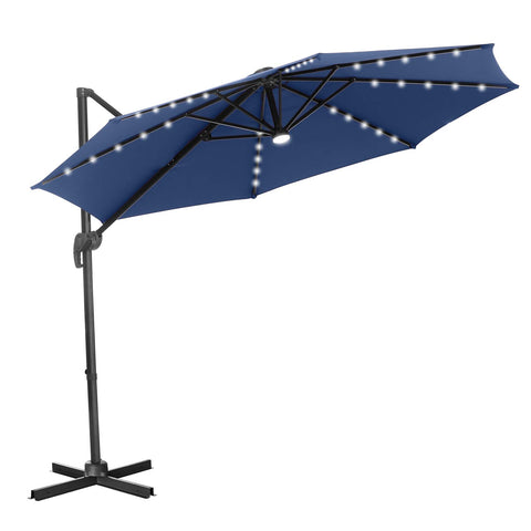 UNIDAZE 10 Ft Patio Offset Cantilever Umbrella 360°Rotation Garden Hanging Umbrella with Cross Base