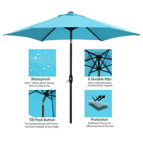 Ainfox 9FT Patio Umbrella Outdoor Table Umbrella with Push Button Tilt and Crank for Garden, Lawn, Deck, Backyard & Pool